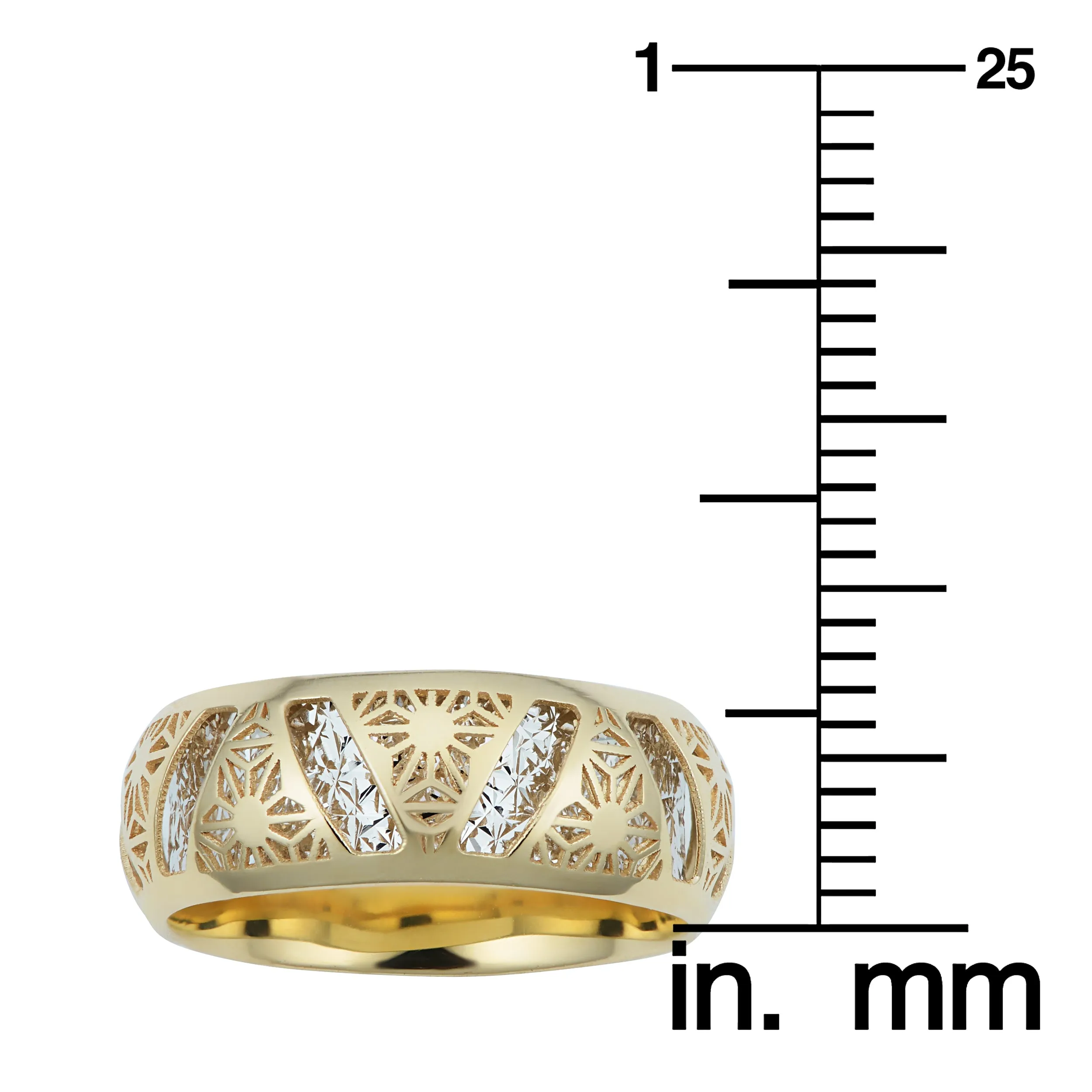 14k Two Tone Gold 7.1mm Filigree Band Ring