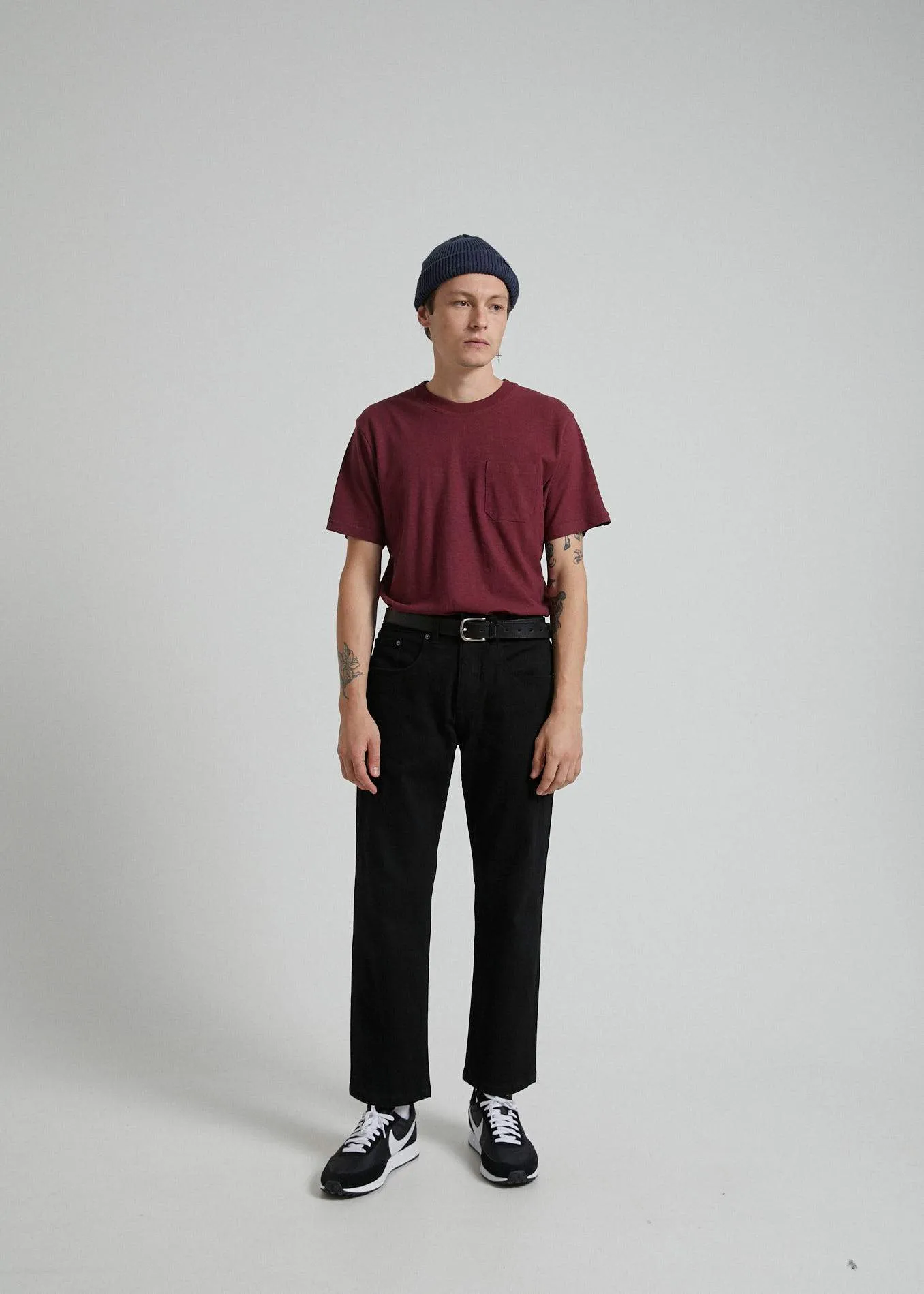 Afends Mens Essential - Hemp Retro Fit Tee - Merlot