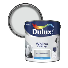 Dulux Matt Emulsion Paint For Walls And Ceilings - Cornflower White 2.5L