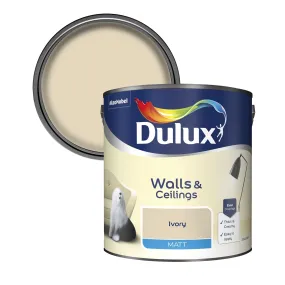 Dulux Matt Emulsion Paint For Walls And Ceilings - Ivory 2.5L