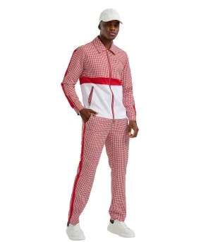 Houndstooth Dress Casual Track Suit Red