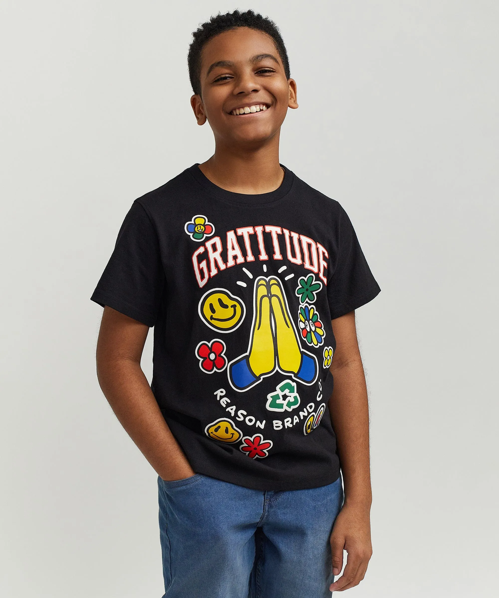 Kids Gratitude Short Sleeve Tee - Black