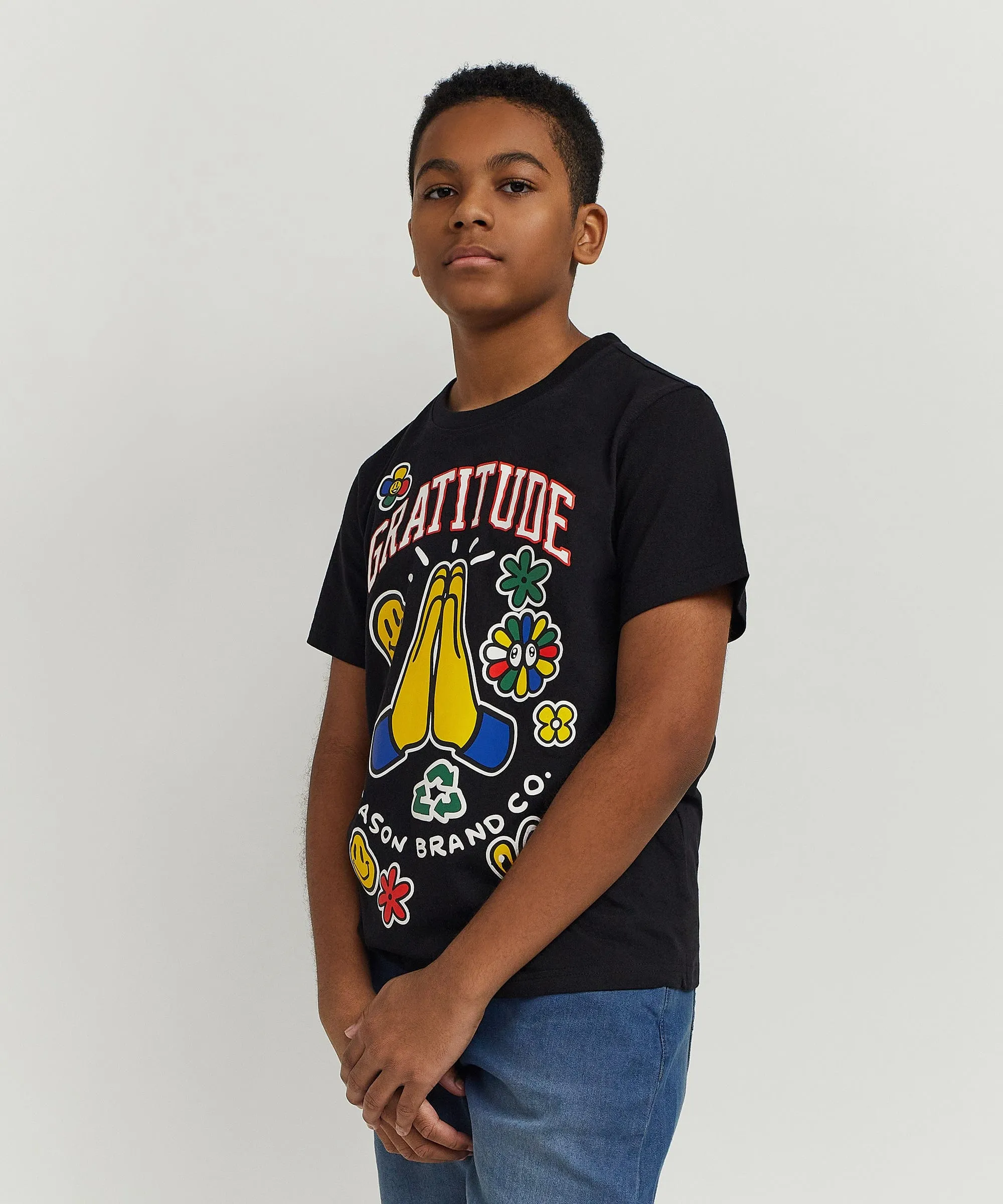 Kids Gratitude Short Sleeve Tee - Black