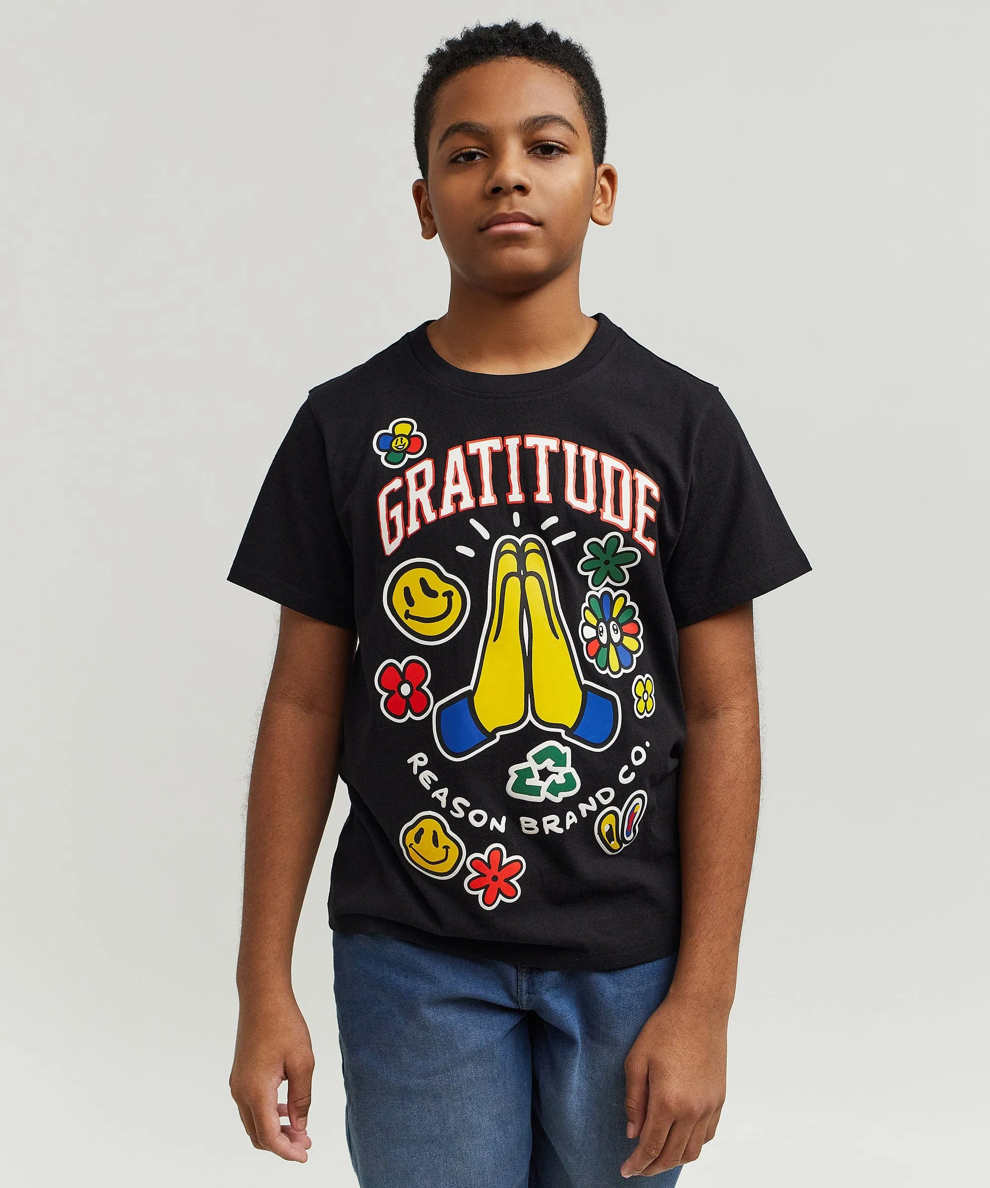 Kids Gratitude Short Sleeve Tee - Black