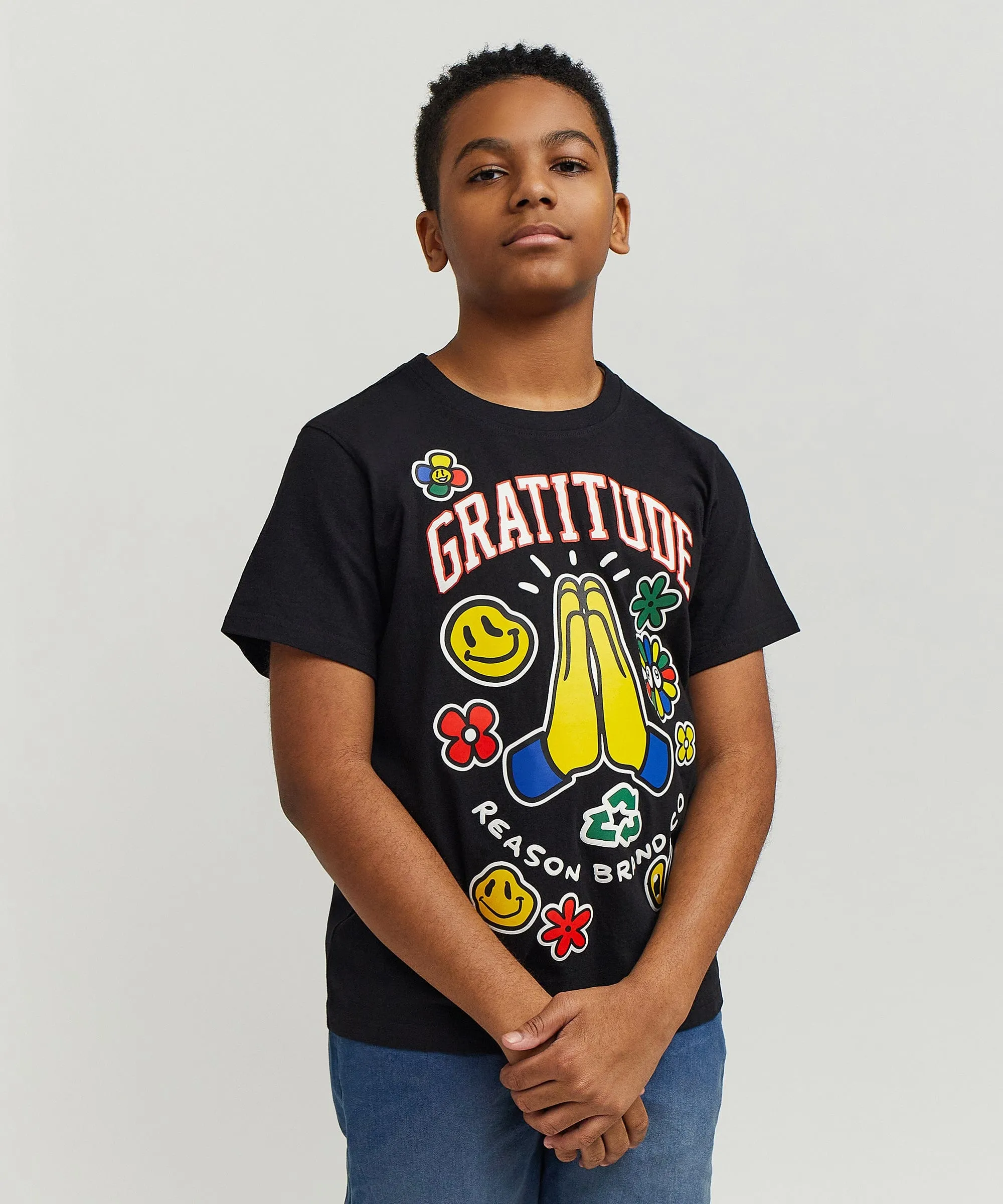 Kids Gratitude Short Sleeve Tee - Black