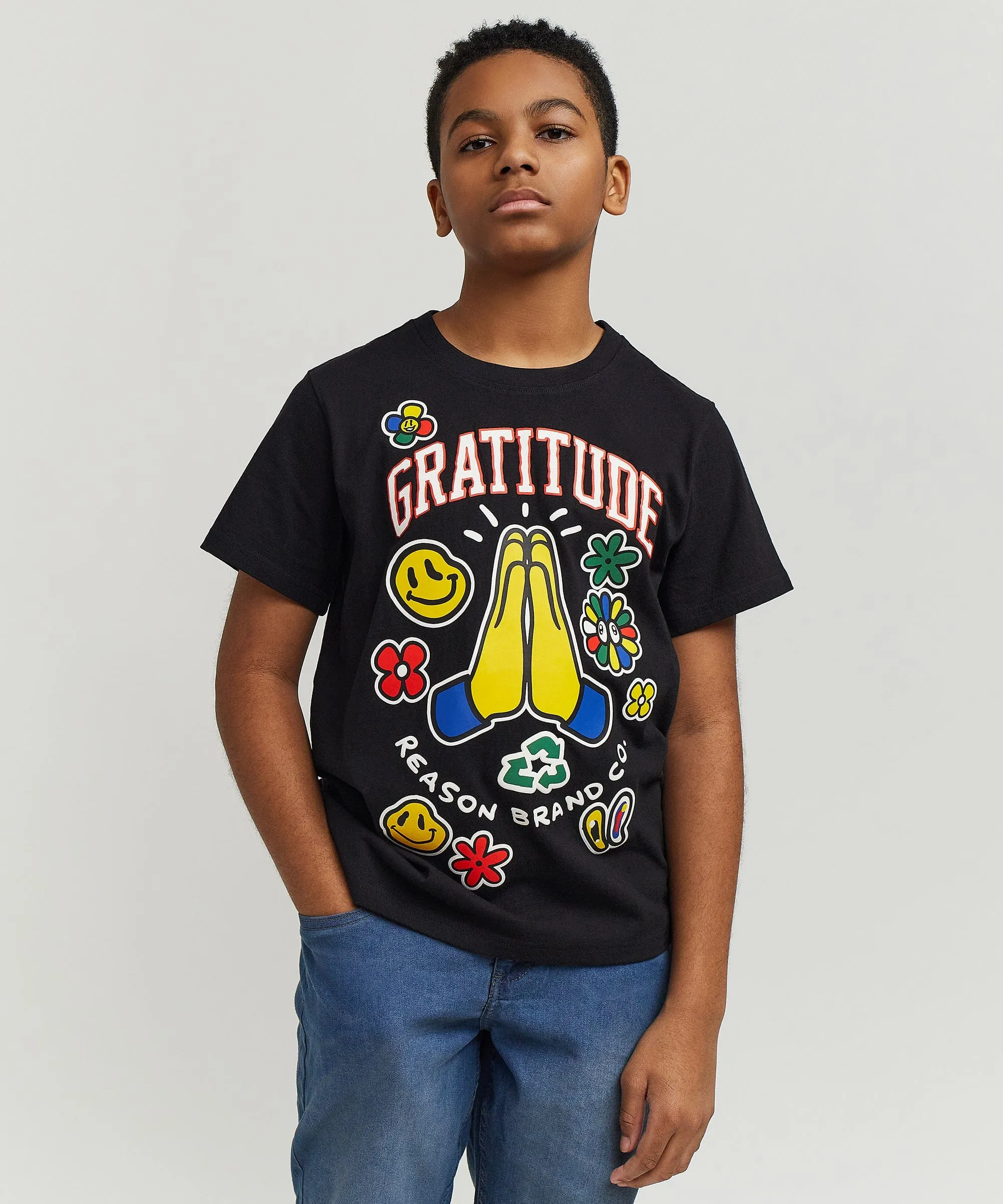 Kids Gratitude Short Sleeve Tee - Black