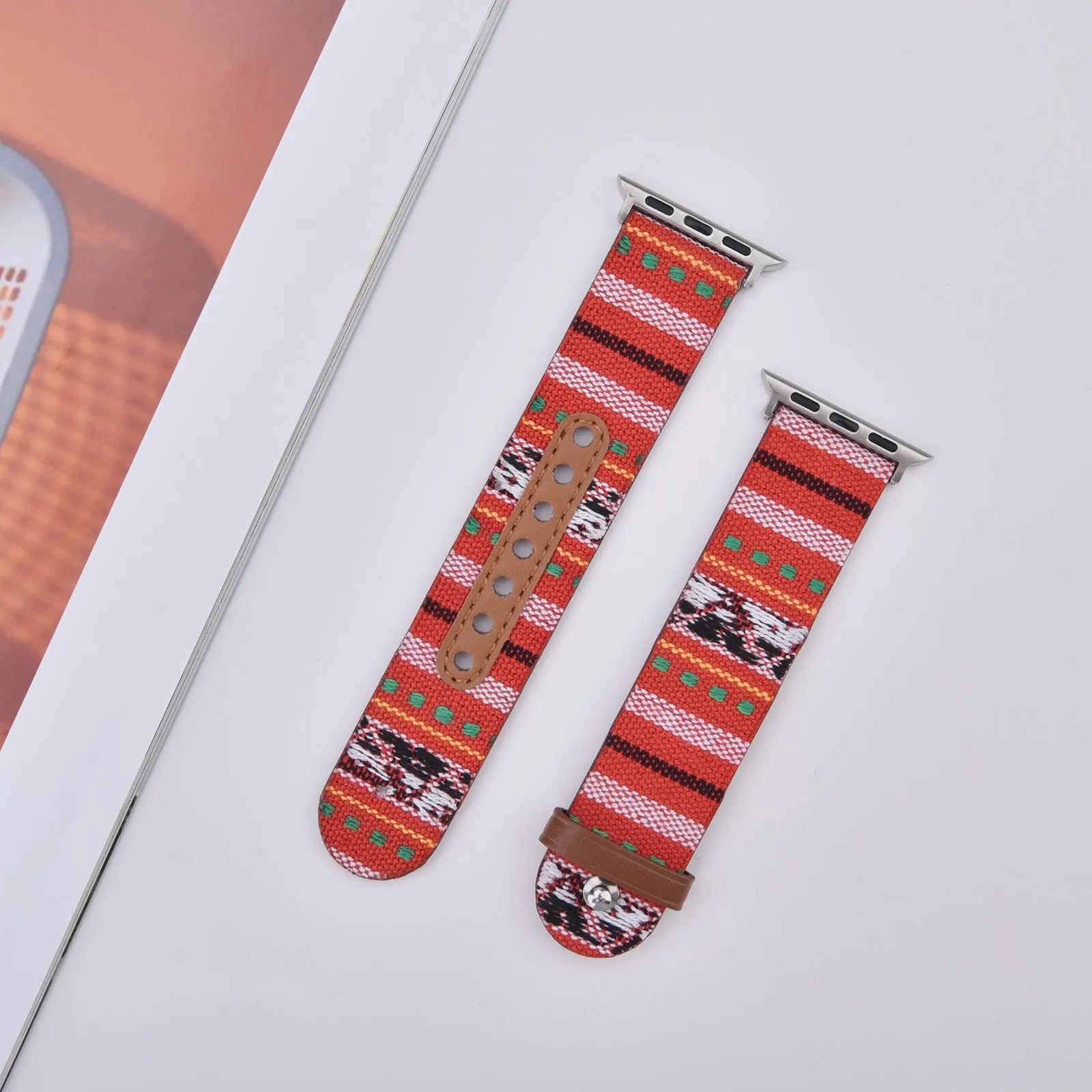 Leather & Canvas Ethnic Style Band for Apple Watch