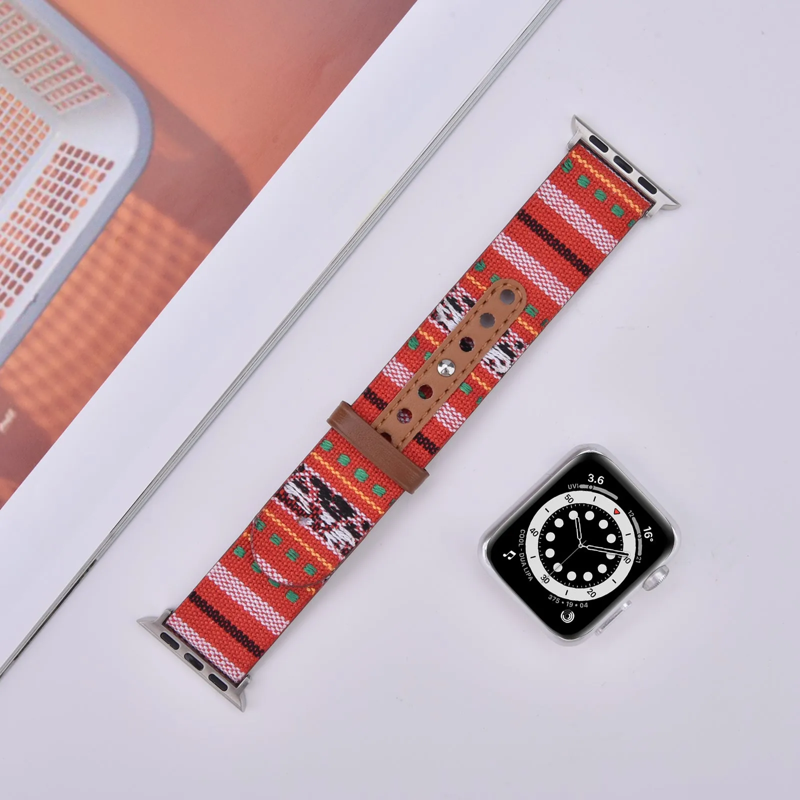 Leather & Canvas Ethnic Style Band for Apple Watch